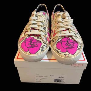 Coach Pink Daisy Floral Canvas Sneakers